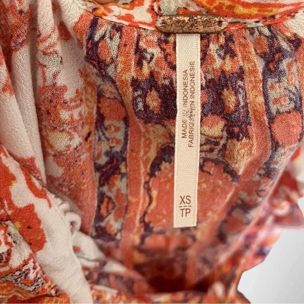FREE PEOPLE Magic Mystery Boho Orange And Cream Tunic Dress XS‎ | EUC - Picture 8 of 8